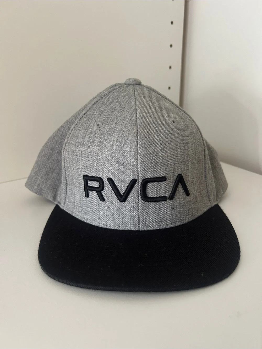 RVCA Grey Crown with Black Visor Embroidered Logo Snapback